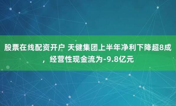 股票在线配资开户 天健集团上半年净利下降超8成，经营性现金流为-9.8亿元